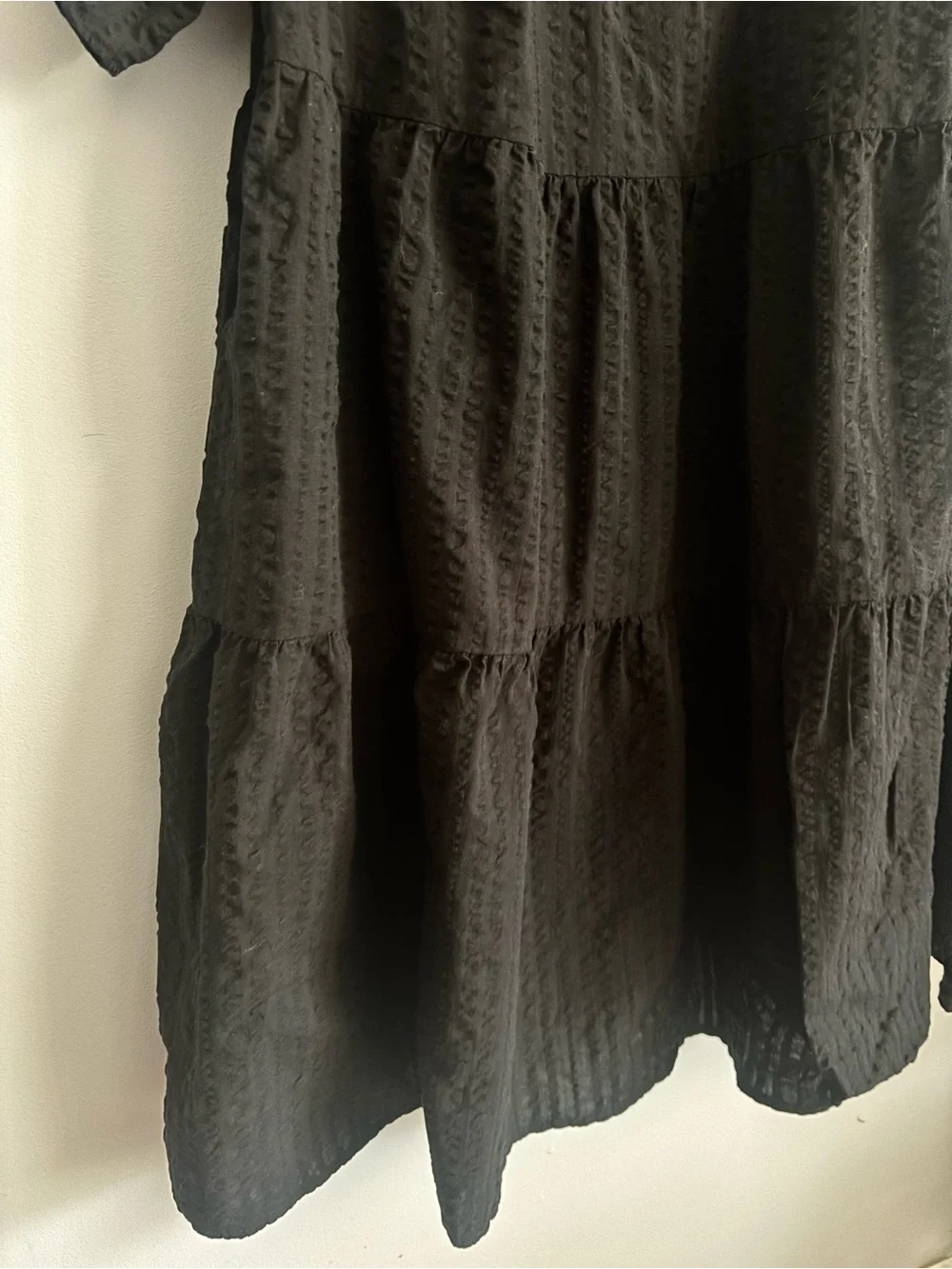 A New Day Women's Black Short Sleeve Tiered Casual Babydoll Dress